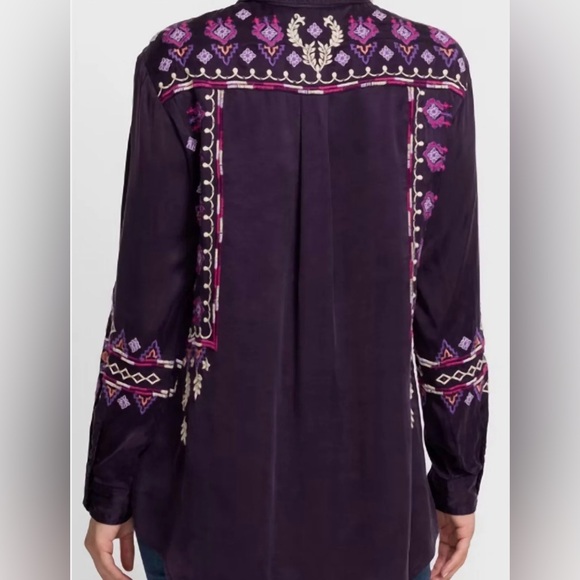 JOHNNY WAS CURACAO OVERSIZED LONG SLEEVE TUNIC IN DEEP PURPLE SIZE XL - Picture 4 of 11